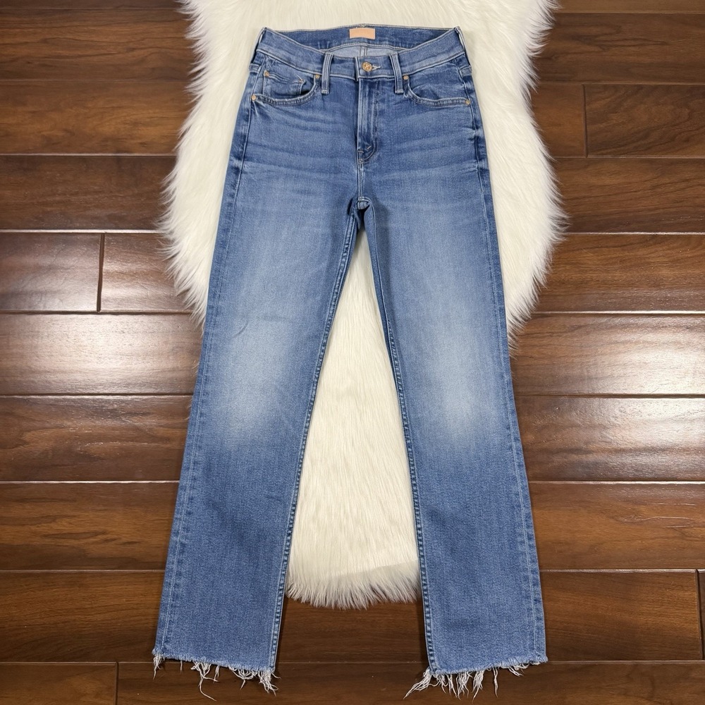 Mother Size 25 Mid Rise Rider Flood Fray Denim Jeans in Monkey in the Middle